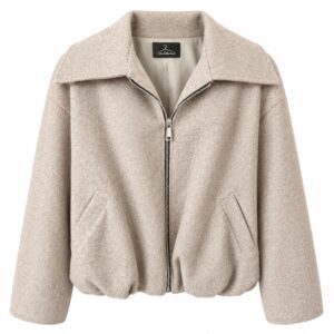 Giacca Donna Bomber Beige con Zip