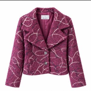 Giacca Donna Bouclé Bordeaux Fantasia Geometrica