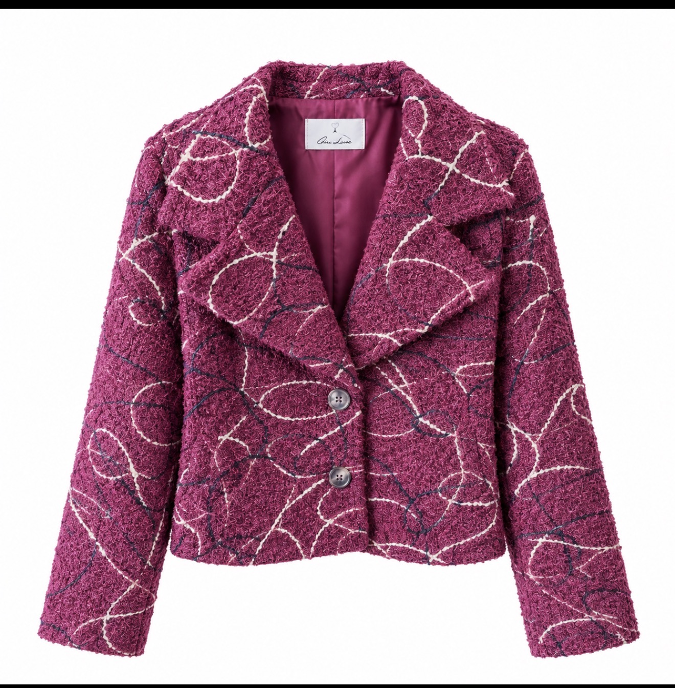 Giacca Donna Bouclé Bordeaux Fantasia Geometrica