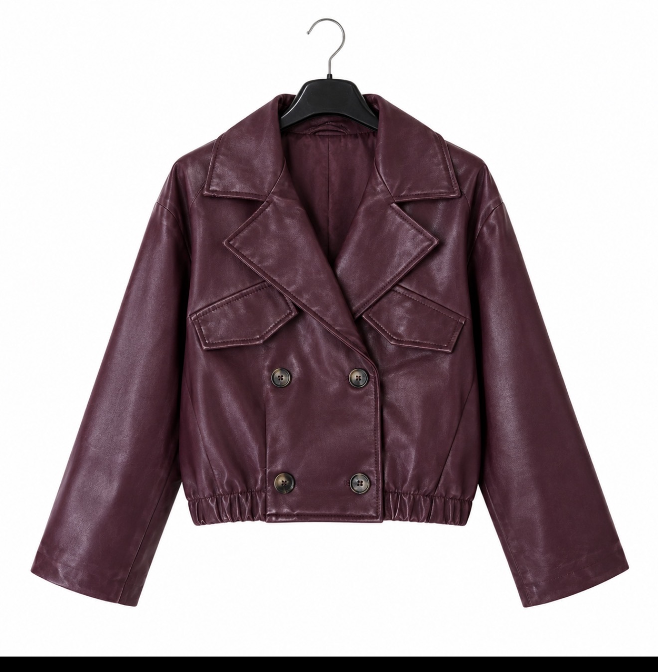 Giacca Donna in Ecopelle Bordeaux Cropped