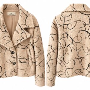 Giacca Donna Bouclé Beige Fantasia Astratta